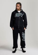 Joggers coupe régulière à ourlet élastiqué et motif graphique incontournable pour hommes - Noir