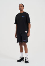 Mens Retro Logo Raw Hem Shorts - Black