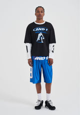 Herren Satin Sport Graphic Basketball Shorts - Blau