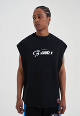 Mens Vintage Look Timeout Sleeveless Sweatshirt - Black