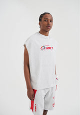 Mens Vintage Look Timeout Sleeveless Sweatshirt - Ice Marl
