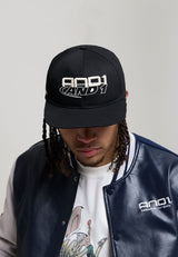 Casquette Unisexe And1 avec broderie de logo empilé, 5 panneaux et visière plate - Noir