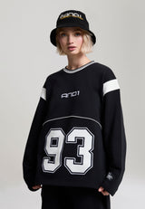 Sweat pour femme à panneaux et appliqué Ls 93 - Noir