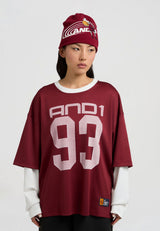 Womens Respect The Game Double Layer Mesh Jersey - Burgundy