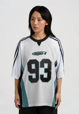Maillot de sport Super Airtex Respect The Game pour femme - Blanc/Bleu