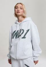 Sweat à capuche zippé graphique Staple femme - Gris chiné