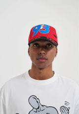 Unisex 93 Logo 5 Panel Baseball Cap - Red