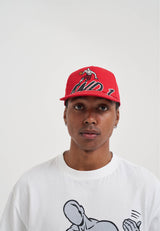 Unisex Defense 5 Panel Flat Peak Cap - Red