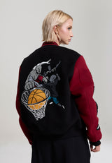 Womens Respect The Game Contrast Bomber Jacket - Black