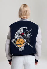 Respect The Game Kontrast-Bomberjacke für Damen – Marineblau