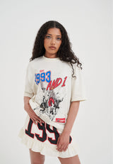 Womens 1993 Graphic Oversized T-Shirt - Ecru