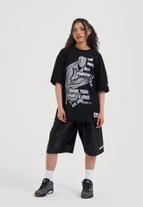 Womens Core Satin Badge Basketball Shorts - Black