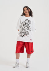 Womens Core Satin Badge Basketball Shorts - Red