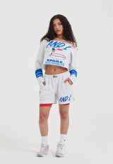 Womens Double Layer Dunk Shorts - Frost Marl/Red