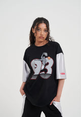 Womens Jersey Style Colourblock T-Shirt - Black