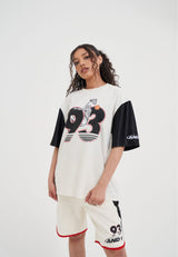 Womens Jersey Style Colourblock T-Shirt - Ecru