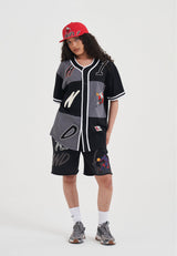 Womens Multi Applique Shorts - Black
