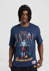 Herren Core Retro Logo Grafik T-Shirt - Marineblau