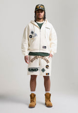 Short Pour Hommes Avec Badge Appliqué Respecte Le Jeu - Écru