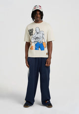 Mens Retro Relaxed Popper Joggers - Navy