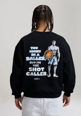Mens Shot Caller Trash Talk Oversized Sweatshirt - Black