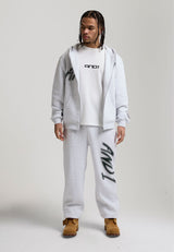 Mens Staple Graphic Cuffed Regular Joggers - Grey Marl