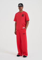 Mens Core Logo Straight Leg Joggers - Red