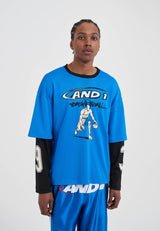 T-shirt à manches longues en maille double épaisseur pour homme - Bleu