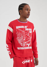Mens LS Backboard Graphic Sweatshirt - Red