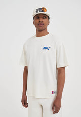 Herren-T-Shirt mit Streetball-Grafik auf der Rückseite – Ecru