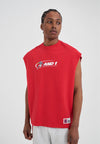 Mens Vintage Look Timeout Sleeveless Sweatshirt - Red