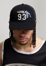Casquette camionneur de golf à 6 panneaux appliquée Unisexe And1 Player Handles - Noir/Noir