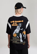 Womens Contrast Dancefloor Trash Talk Back Print Tee - Black