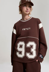 Sweatshirt femme Ls 93 à appliqués et panneaux - Marron