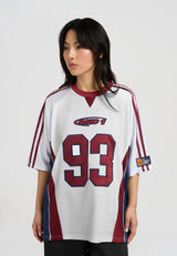 Womens Respect The Game Super Airtex Sports Jersey - White/Burgundy