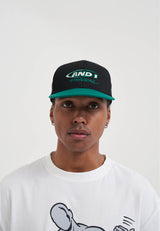 Unisex Graffiti Logo 6 Panel Flat Peak Cap - Green