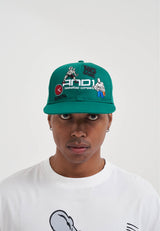Graphic Badges 6 Panel Flat Peak Cap - Green