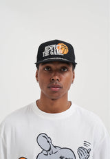 Unisex Respect Slogan 6 Panel Flat Peak Cap - Black