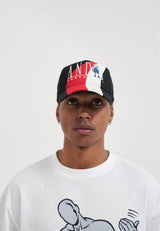 Unisex Retro Logo Colour Block 5 Panel Baseball Cap - Black