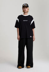 Pantalons de jogging décontractés rétro pour femmes à boutons-pression - Noir