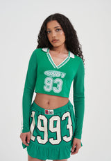Womens 93 Airtex V Neck Long Sleeve Top - Green