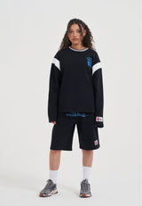 Womens Core Graffiti Logo Jersey Jorts - Black
