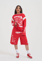 Womens Jersey off the Rim Shorts - Red