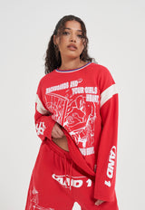 Damen-Sweatshirt mit LS-Backboard-Grafik - Rot